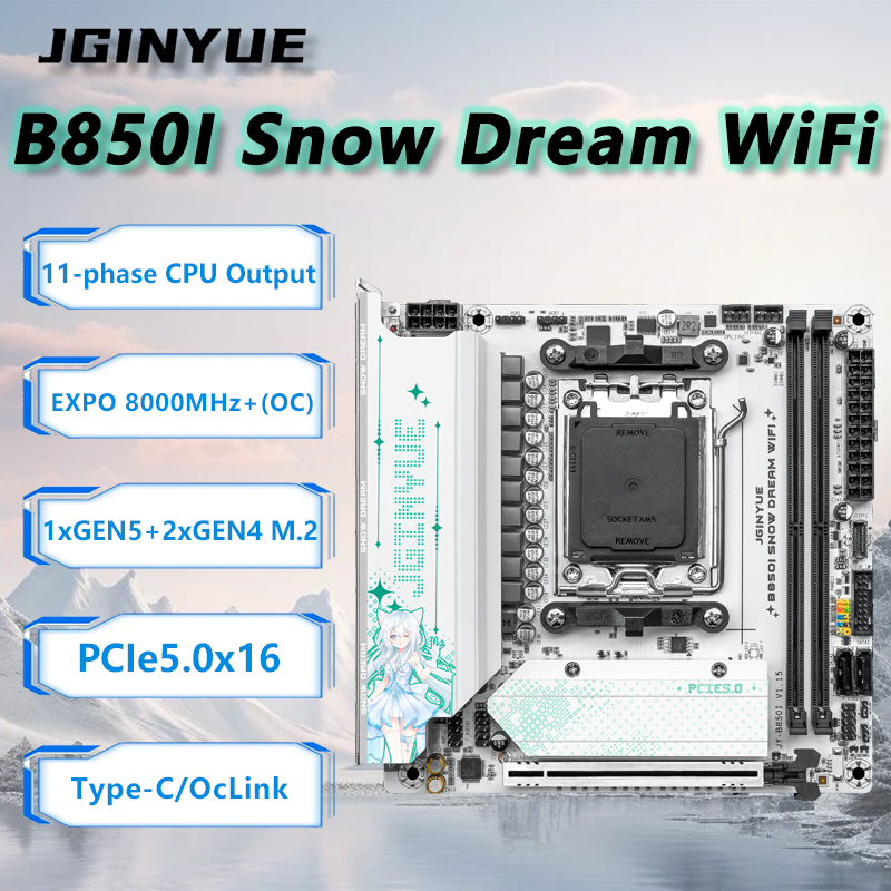 Nas Motherboard 8 Sata Mini Itx - JGINYUE B850i Snow Dream WiFi マザーボード