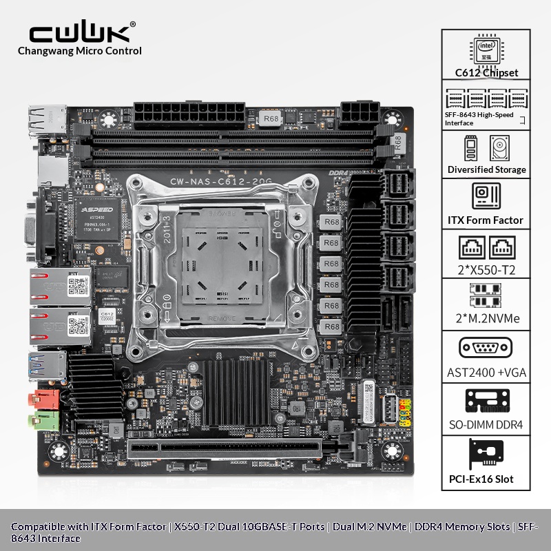 C612 LGA 2011-3 Xeon X99 マザーボー - Nas Motherboard 8 Sata Mini Itx のレビューと価格