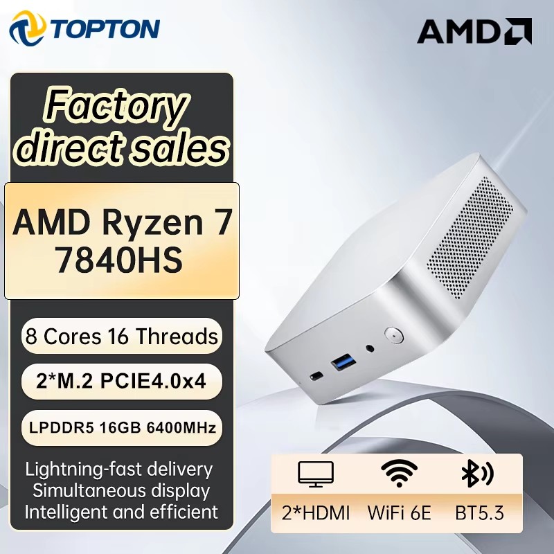 Topton ポータブルゲーミングミニPC AMD Ryze - Amd Ryzen 7 7840Hs Mini Pc のレビューと価格