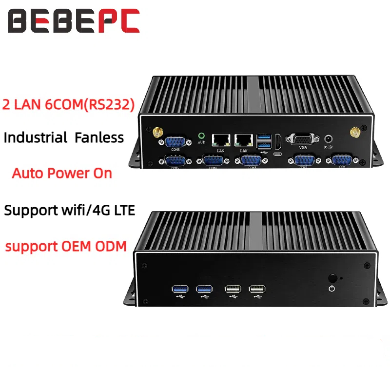 ミニ産業用 PC ファンレスデュアル LAN 6*COM 4 - Fanless Industrial Pc Rs485 Core I7 のレビューと価格